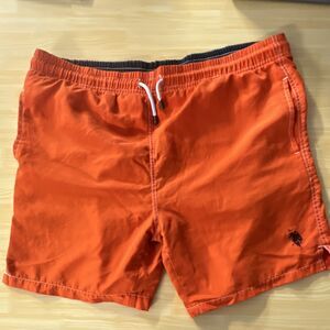 U.S. Polo Assn. Men's Orange Solid Swim Trunks XL Drawstring Elastic Waist Lined